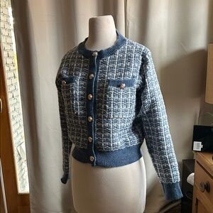 Blue Tweed Women's Sweater